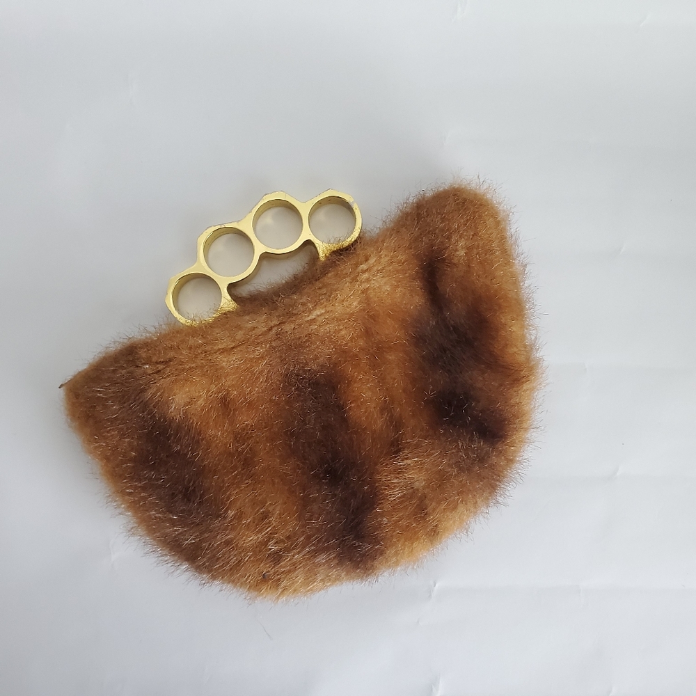 Brown Fur Knuckle Clutch